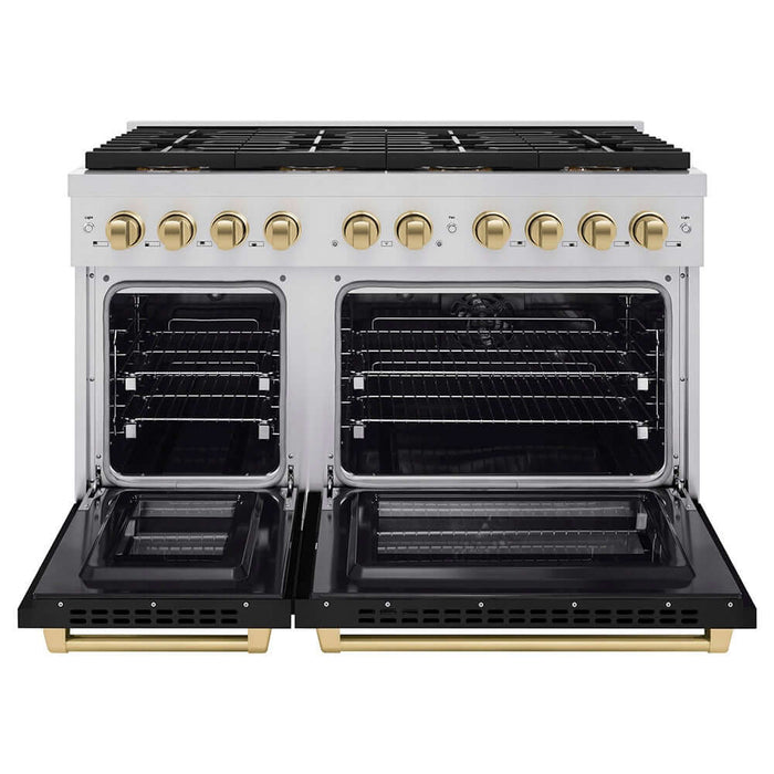 ZLINE 48" Paramount Gas Range DuoPro™ Cooktop, Dual Ovens PSGRZ-BLM-48-CB