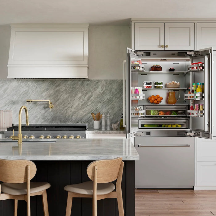 ZLINE 36" French Door Built-In Bottom Freezer Refrigerator, Water Dispenser, Ice Maker, Stainless Steel SRBIV-304-36