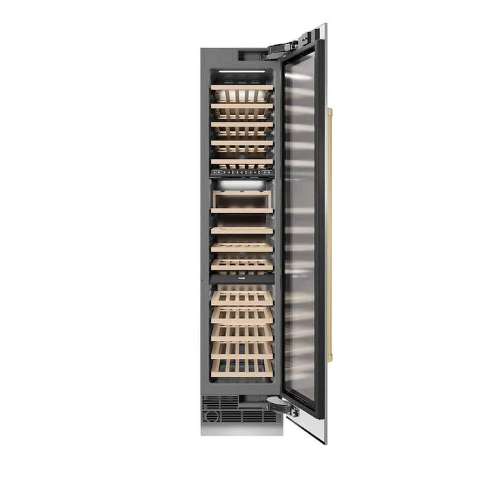 ZLINE 18"Triple Zone 68 Bottle Right Hinge Column Wine Cooler, Stainless Steel Champagne Bronze RCWVRZ-30418-CB