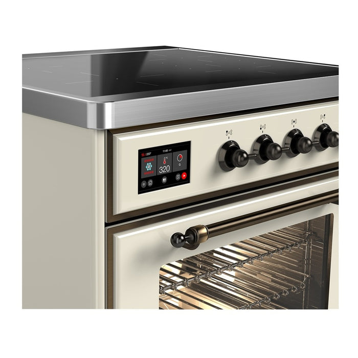 ILVE 30"Majestic III Induction Range, Antique White, Burnished Trim UMIB30NR3AWB