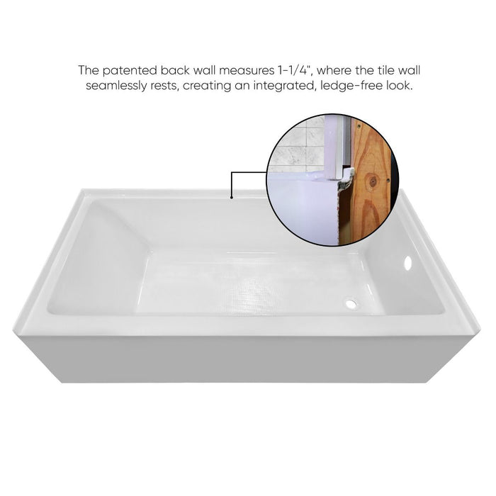 Whitehaus Alcove Soaking Bathtub, Drain Hole Options WHAB6030-L-WH