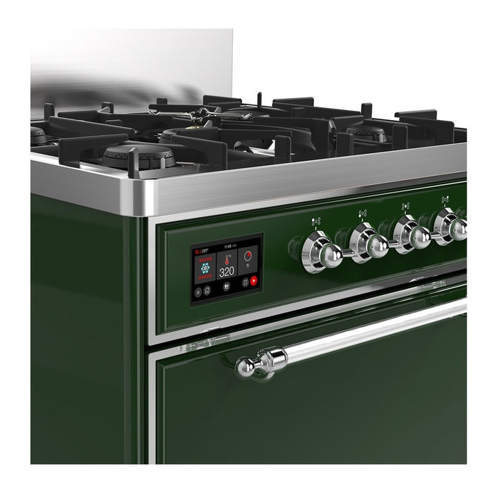 ILVE Majestic III 30" Dual Fuel Range, Emerald Green Chrome Trim UM30QNR3EGC