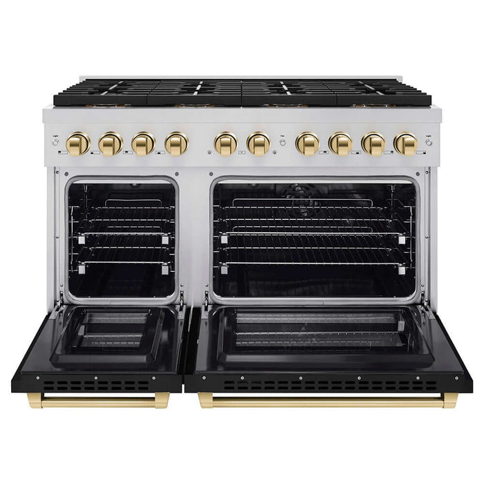 ZLINE 48" Paramount Gas Range DuoPro™ Cooktop, Dual Ovens PSGRZ-BLM-48-G
