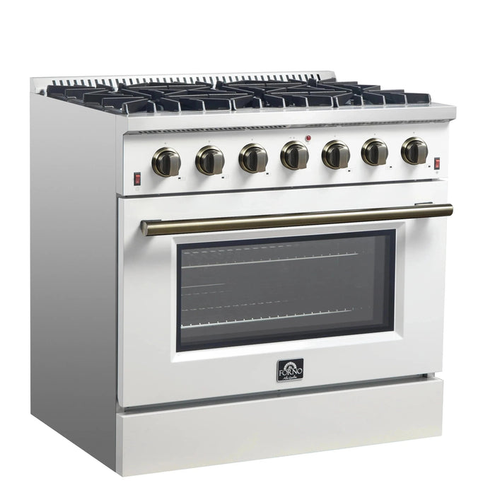 FORNO Galiano 36" Gas on Gas Range FFSGS6244-36WHT