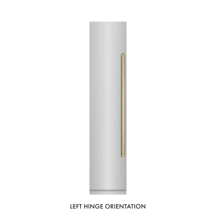 ZLINE 18" Left Hinge Column Freezer Stainless Steel, Graphite Gray Interior Polished Gold RCFVLZ-30418-G