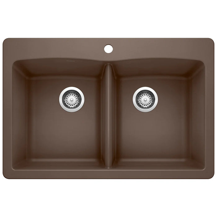BLANCO Diamond SILGRANIT 33" 50/50 Double Bowl Dual Mount Kitchen Sink