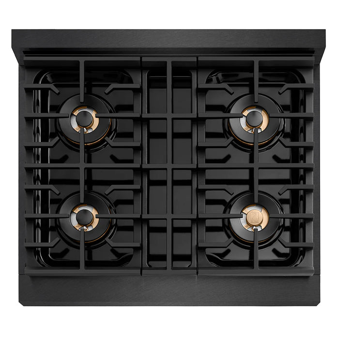 ZLINE Autograph Edition 30" Paramount Gas Rangetop DuoPro™ Cooktop. Black Satin Stainless Steel PSRTBSZ-30-CB