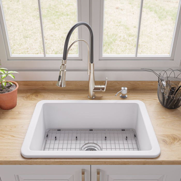 ALFI brand 27" Fireclay Undermount / Drop In Fireclay Kitchen Sink ABF2718UD