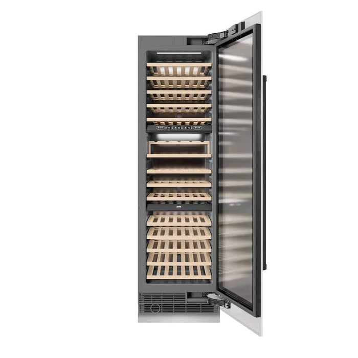 ZLINE 24"Triple Zone 100 Bottle Column Wine Cooler, White Matte Stainless Steel Matte Black RCWVZ-WM-24-MB