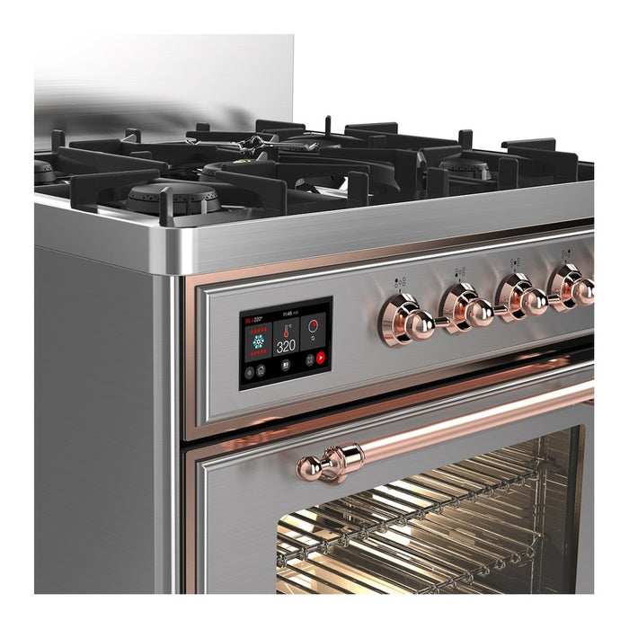 ILVE Majestic III 30"Dual Fuel Range Stainless Steel Copper Trim UM30NR3SSP