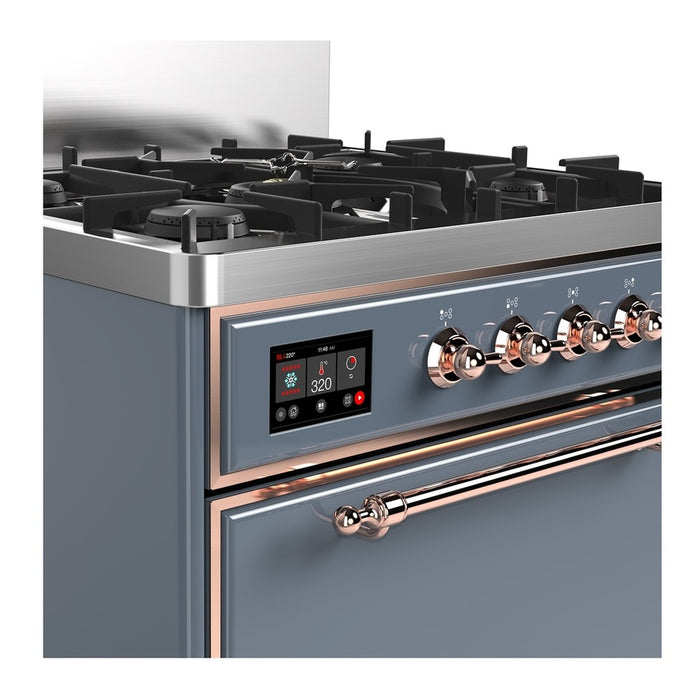 ILVE Majestic III 30" Dual Fuel Range, Blue Grey Copper Trim UM30QNR3BGP