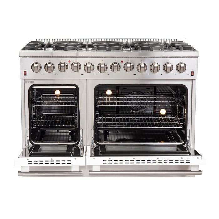 FORNO Galiano 48" Dual Fuel Range, White, FFSGS6156-48WHT