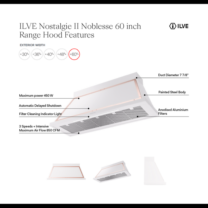 ILVE Nostalgie II Noblesse 60" Range Hood UANB60AWG