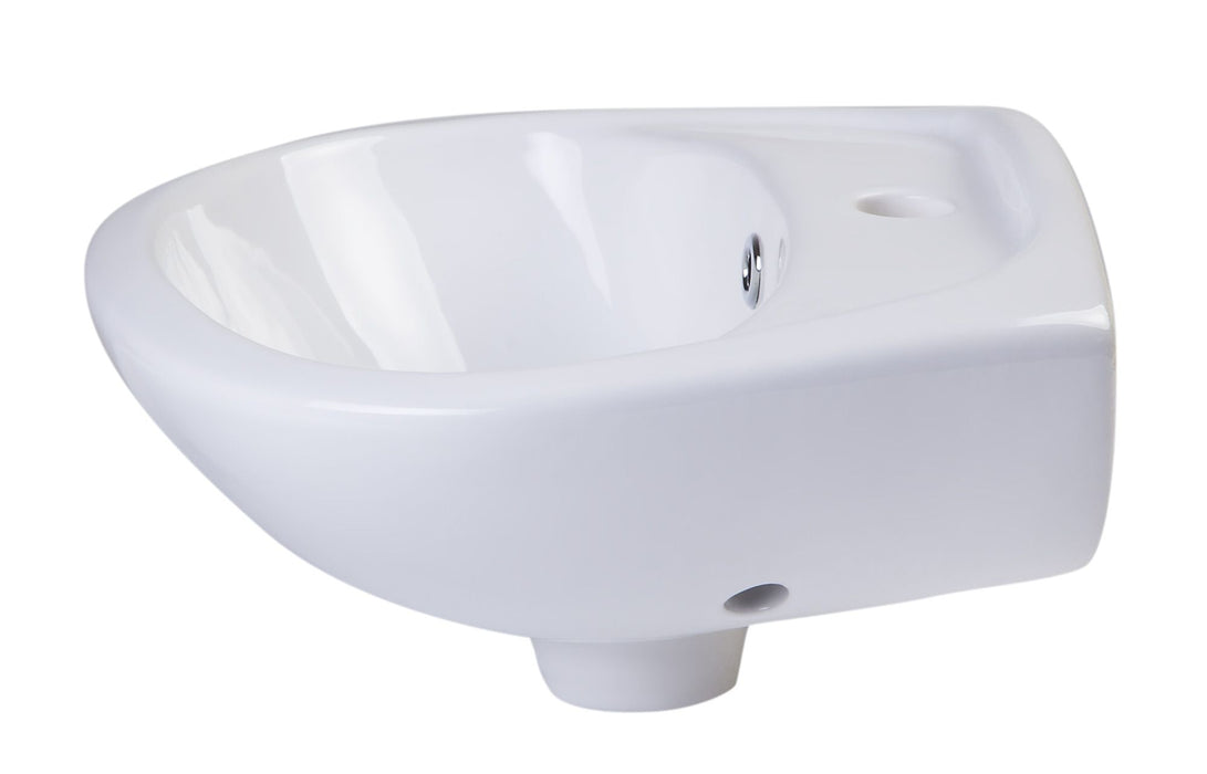 ALFI brand 17 1/4" White Rounded Porcelain Wall Mount Bathroom Sink Basin AB106