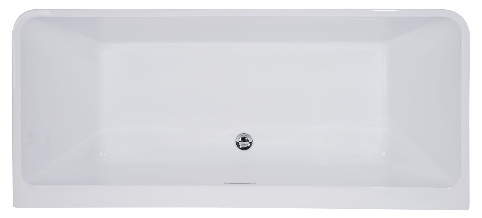 ALFI brand 67" White Rectangular Acrylic Free Standing Soaking Bathtub AB8859