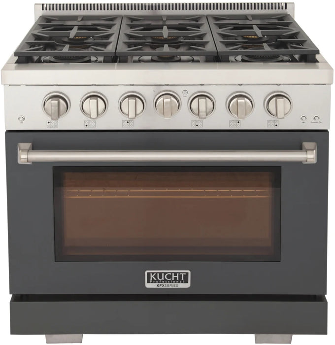 Kucht 36" Freestanding Professional Gas Range Liquid Propane KFX3600X/LP-GY