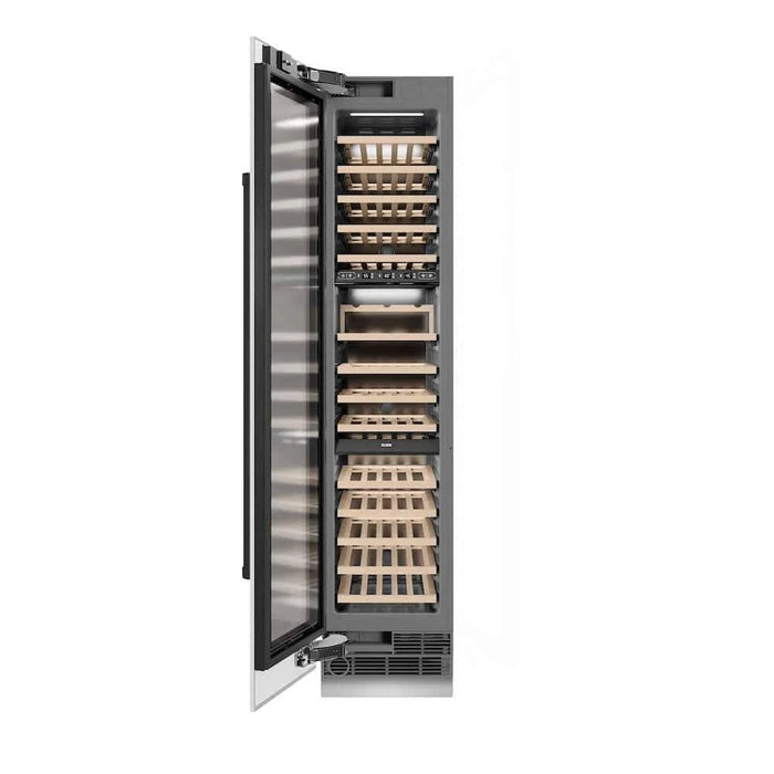 ZLINE 18"Triple Zone 68 Bottle Left Hinge Column Wine Cooler, White Matte Stainless Steel Matte Black RCWVLZ-WM-18-MB