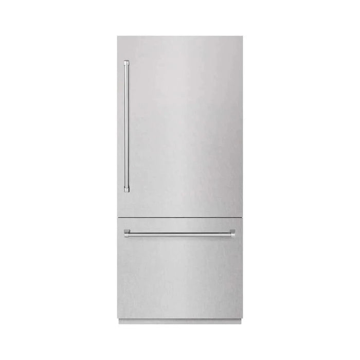 ZLINE 36" Built-In Bottom Freezer Refrigerator,Water Dispenser, Ice Maker, DuraSnow® Stainless Steel Graphite Gray GRBIT-SN-36