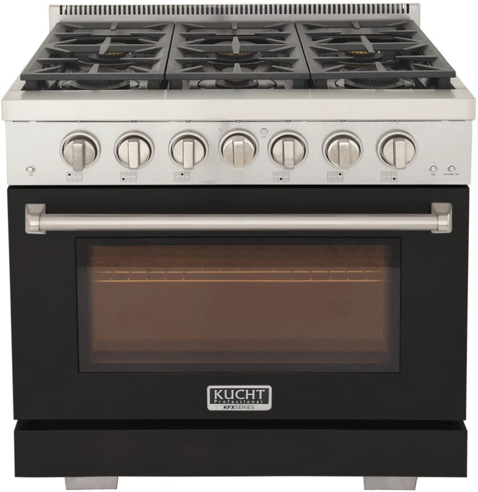 Kucht 36" Freestanding Professional Gas Range Liquid Propane KFX3600X/LP-BK