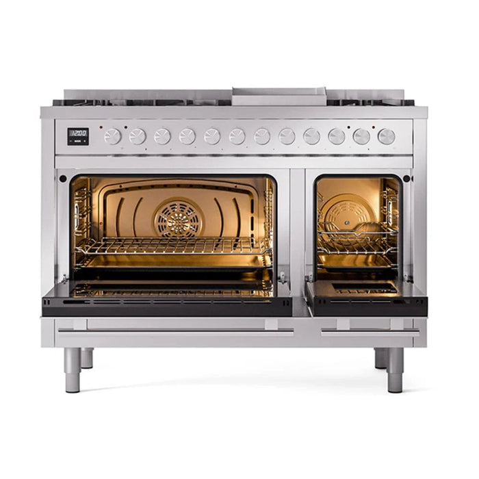 ILVE 48"Professional Plus Dual Fuel Range, Stainless Steel UP48FQMPSS
