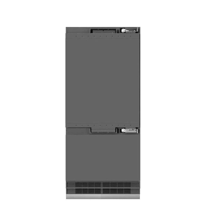 ZLINE 36" Panel Ready Built-In Bottom Freezer Refrigerator,Water Dispenser, Ice Maker,Graphite Gray Polished Gold GRBITZ-36-G