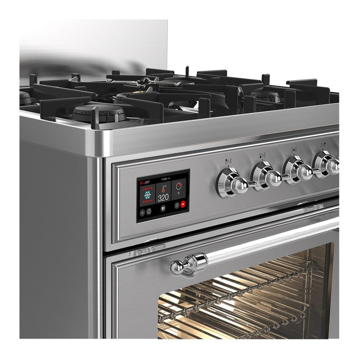 ILVE Majestic III 30" Dual Fuel Range Stainless Steel Chrome Trim UM30NR3SSC