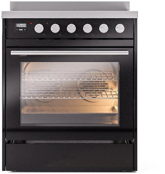 ILVE 30"Professional Plus Induction Range, Glossy Black UPI304WMPBK