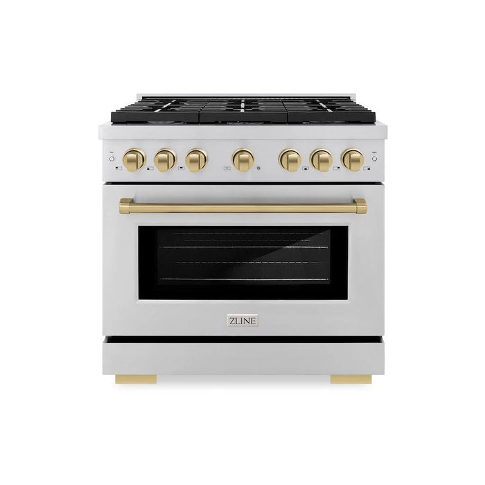 ZLINE 36 " Gas Range, Convection Oven Stainless Steel, Champagne Bronze , SGRZ-36-CB