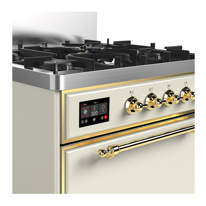 ILVE Majestic III 30" Dual Fuel Range, Antique White Brass Trim UM30QNR3AWG