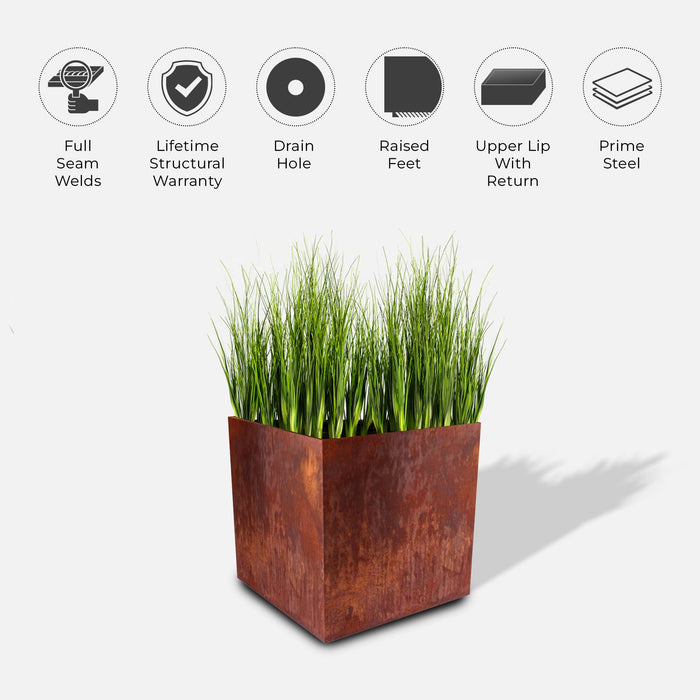 Oversized Corten Steel Cube Planters