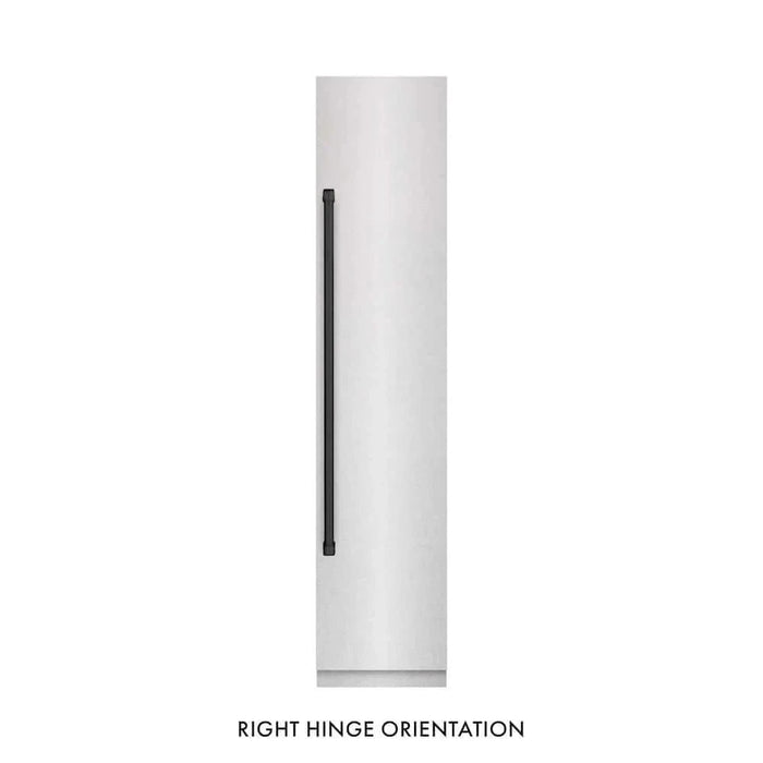 ZLINE 18" Right Hinge Column Freezer DuraSnow® Stainless Steel, Graphite Gray Interior Matte Black RCFVRZ-SN-18-MB