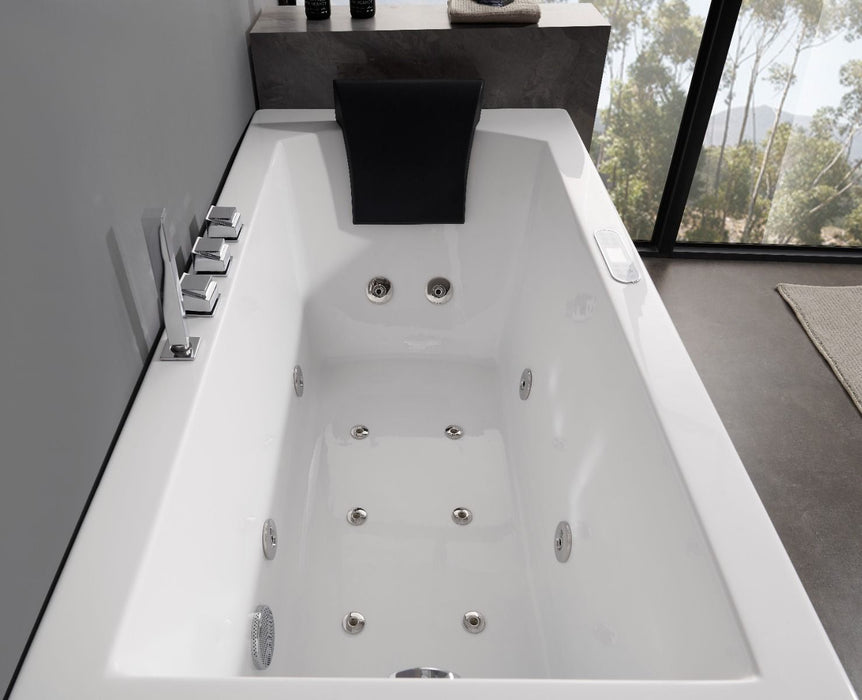 EAGO 5 ft Acrylic White Rectangular Whirlpool Bathtub, Fixtures AM154ETL-L5