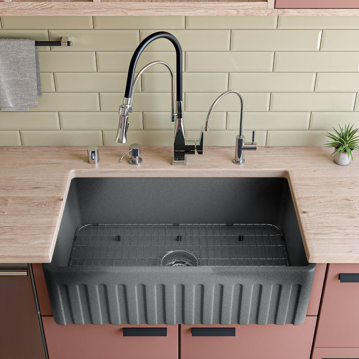 ALFI brand 33" Fireclay Farmouse Kitchen Sink In Concrete Color ABCO3320SB