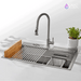 Forno ACQUA 33". Drop-In/Undermount 3-Level Workstation Sink with Faucet D-WP30 - Angle View