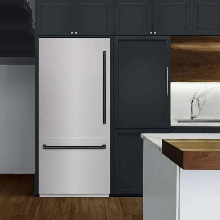ZLINE 36" Built-In Bottom Freezer Refrigerator,Water Dispenser, Ice Maker, DuraSnow® Matte Black RBITZ-SN-36-MB