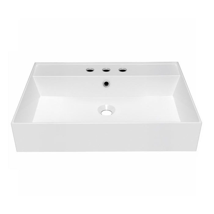 Whitehaus 24" Rectangular Wall Mount Basin, Widespread Faucet, Overflow B-AG61-3H