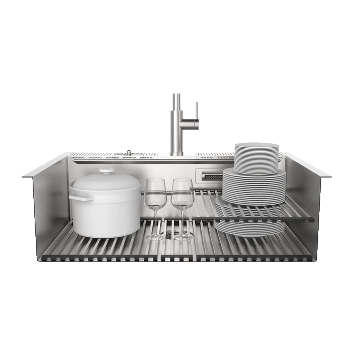 FORNO ACQUA 33" Drop-In/Undermount Stainless Steel Sink Faucet & Waterfall H-XN30