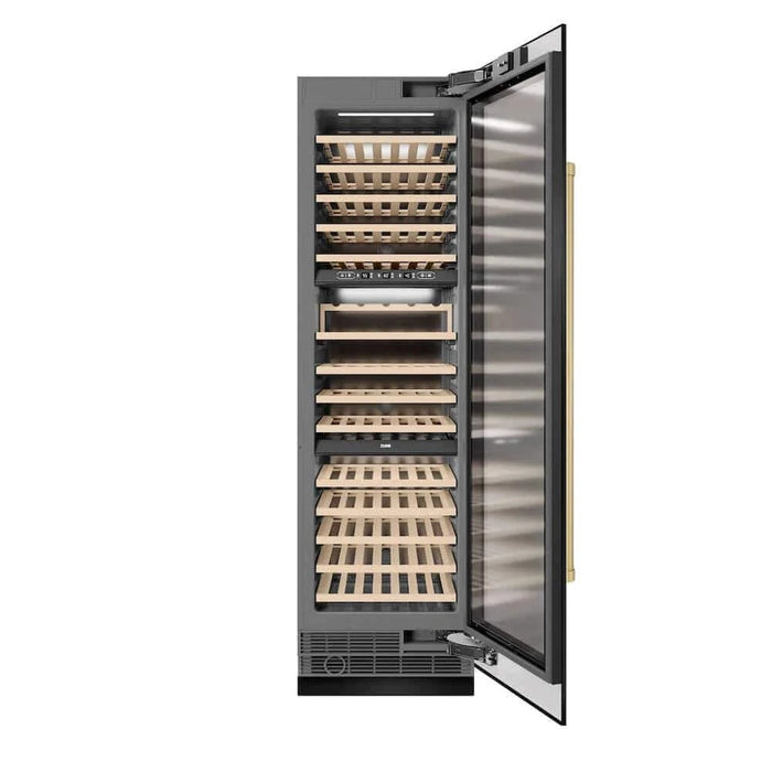 ZLINE 24"Triple Zone 100 Bottle Column Wine Cooler, Black Stainless Steel Champagne Bronze RCWVZ-BS-24-CB