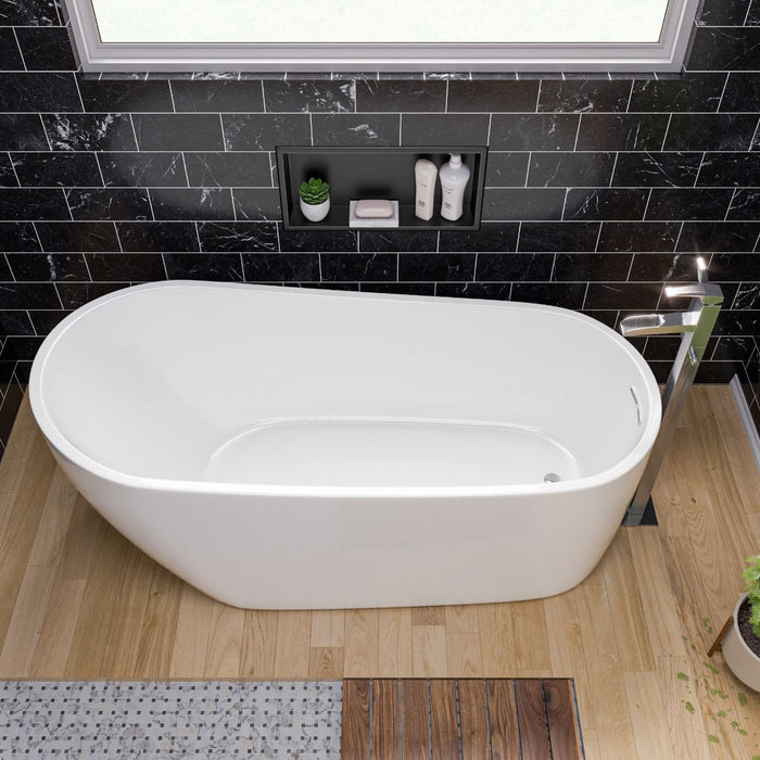 ALFI brand 68" White Oval Acrylic Free Standing Soaking Bathtub AB8826