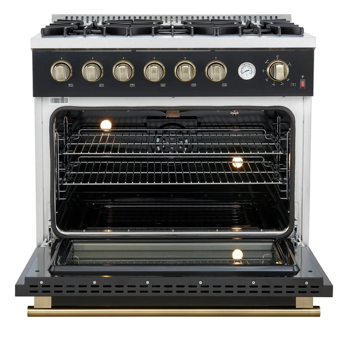 FORNO Marco 36" Gas on Gas Range FFSGS6277-36BLK