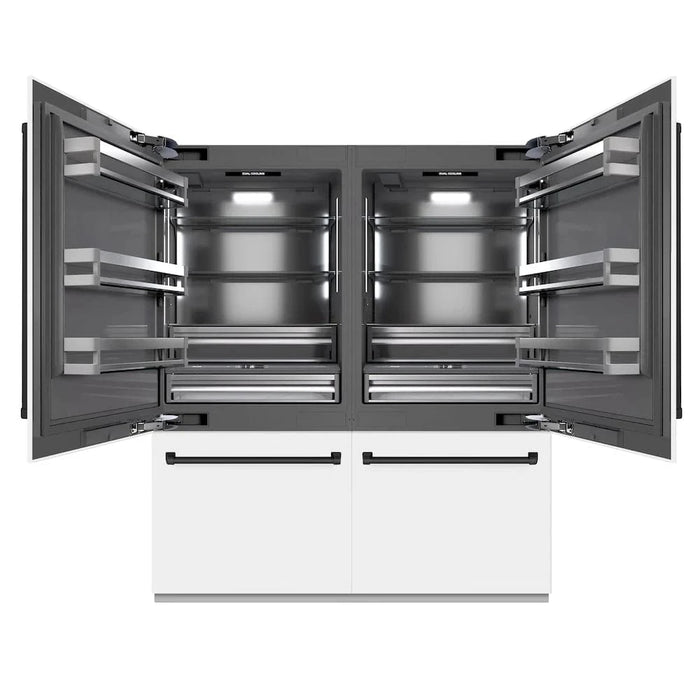 ZLINE 72" Built-In Bottom Freezer Refrigerator,Water Dispenser, Ice Maker, White Matte Graphite Gray Matte Black GRBITZ-WM-72-MB