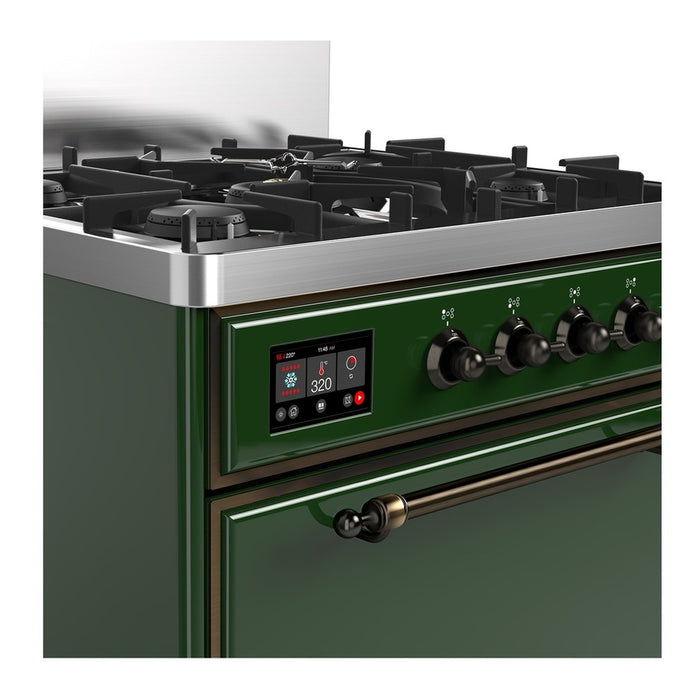 ILVE Majestic III 30" Dual Fuel Range, Emerald Green Burnished Trim UM30QNR3EGB