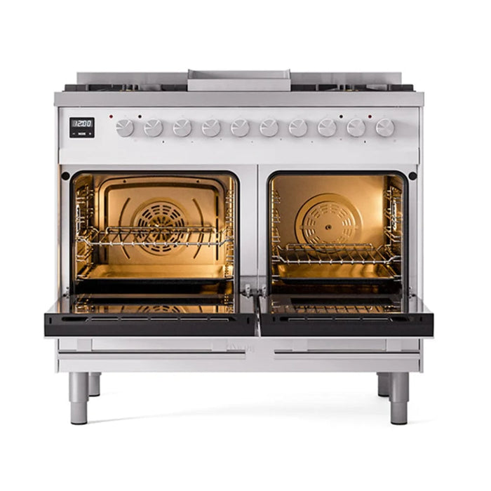ILVE 40"Professional Plus Dual Fuel Range, White UPD40FQMPWH