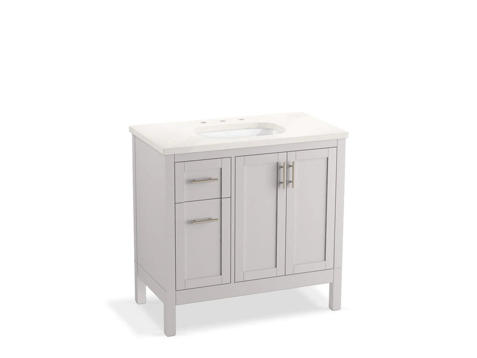 KOHLER Hadron 36" bathroom vanity cabinet, sink. quartz top K-39605-ASB