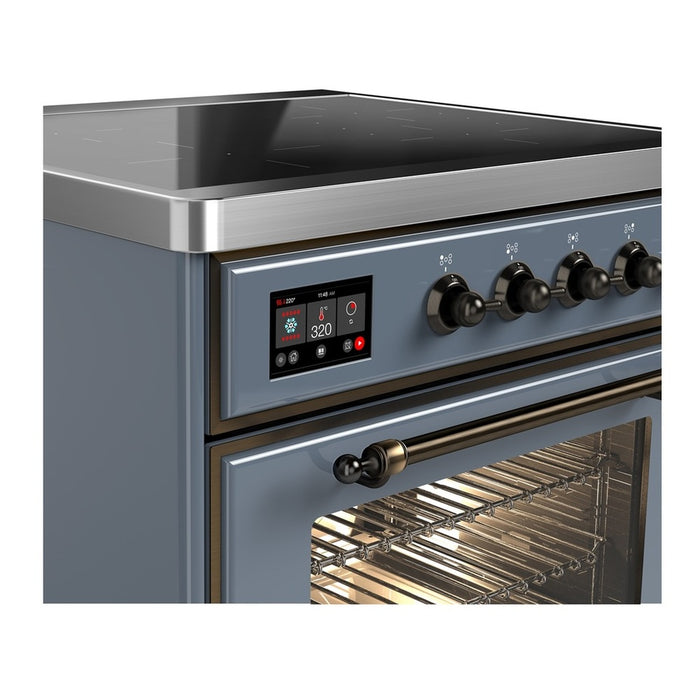 ILVE 30" Majestic III Series Induction Range Blue Grey, Burnished Trim UMIB30NR3BGB
