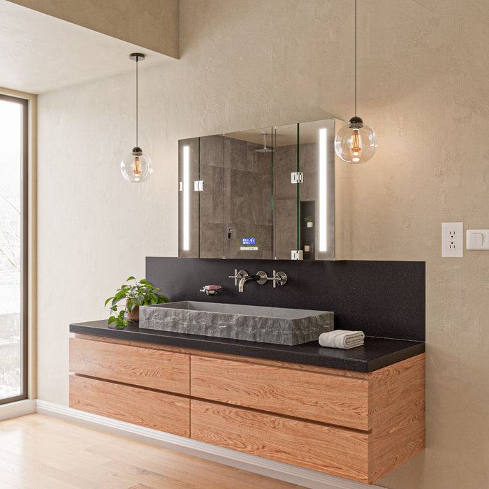 ALFI brand 39" Solid Concrete Gray Matte Trough Sink for the Bathroom ABCO39TR