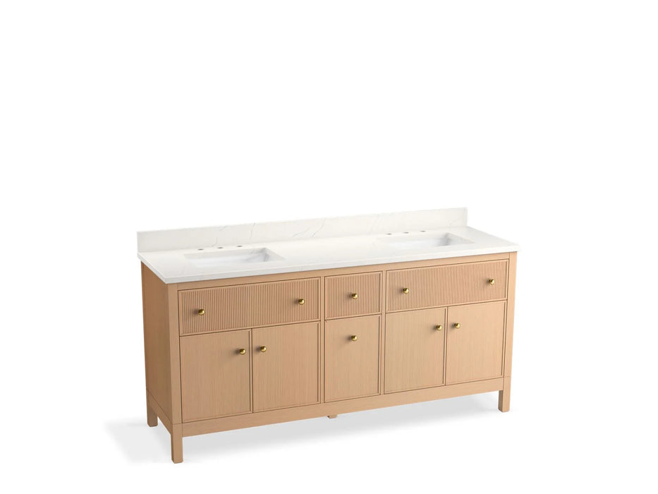 KOHLER Malin by Studio McGee 72" bathroom vanity cabinet, sinks, quartz top K-35023