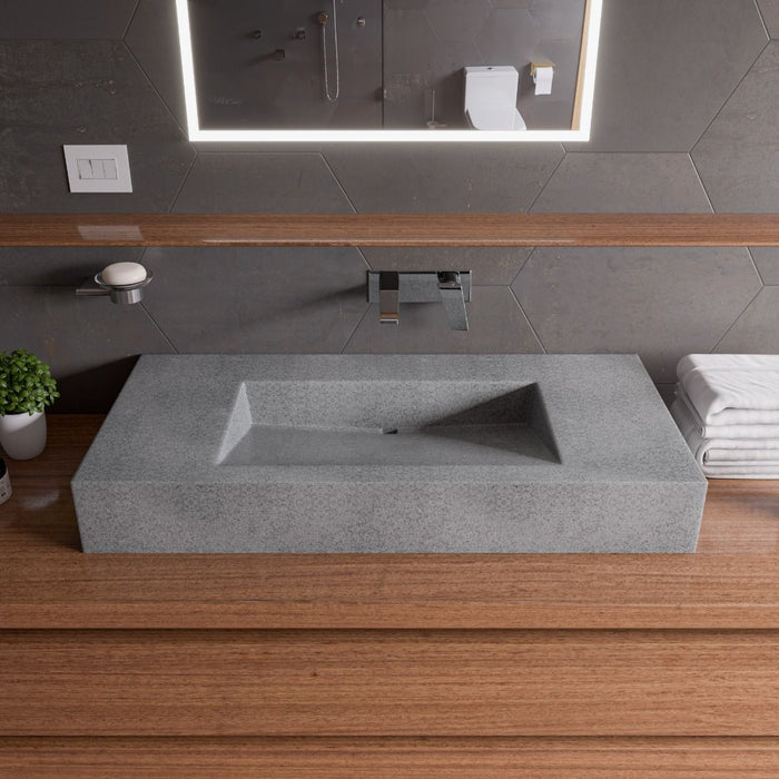 ALFI brand 40" Solid Concrete Rectangular Countertop Sink ABCO40R