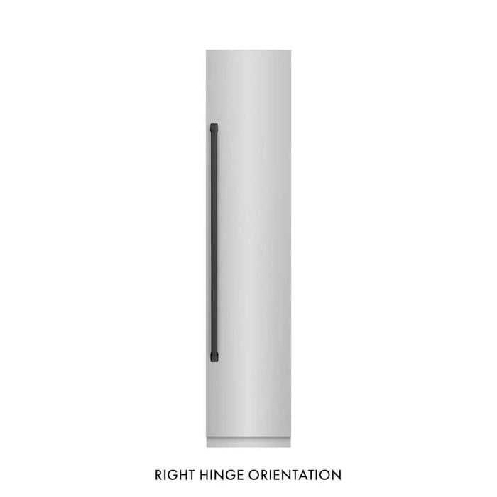ZLINE 18" Right Hinge Column Freezer Stainless Steel, Graphite Gray Interior Matte Black RCFVRZ-30418-MB