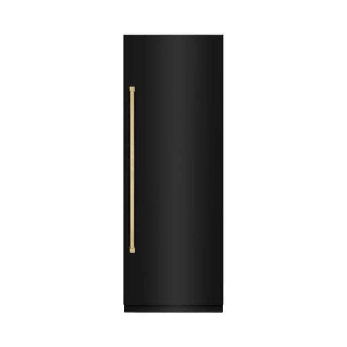 ZLINE 30" Column Refrigerator Black Stainless Steel, Graphite Gray Interior Champagne Bronze RCRVZ-BS-30-CB